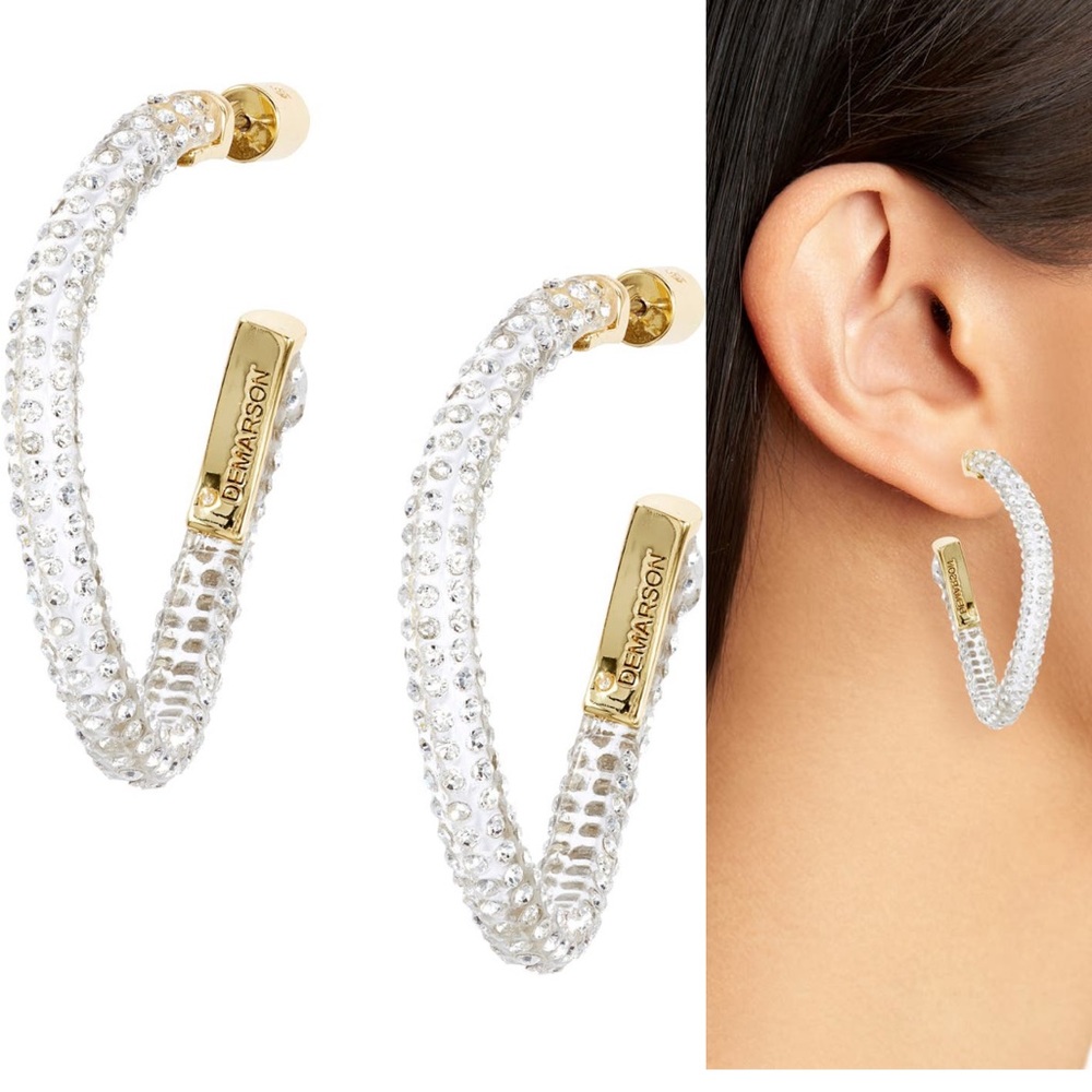 Demarson Calypso Ghost Pave Hoop Earrings NEW